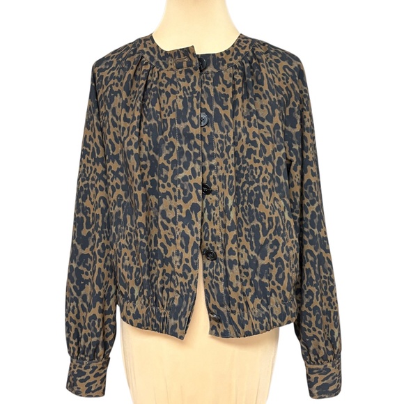 bomber jacket BANANA REPUBLIC cheetah M silky poly retro elegant classic - Picture 1 of 14